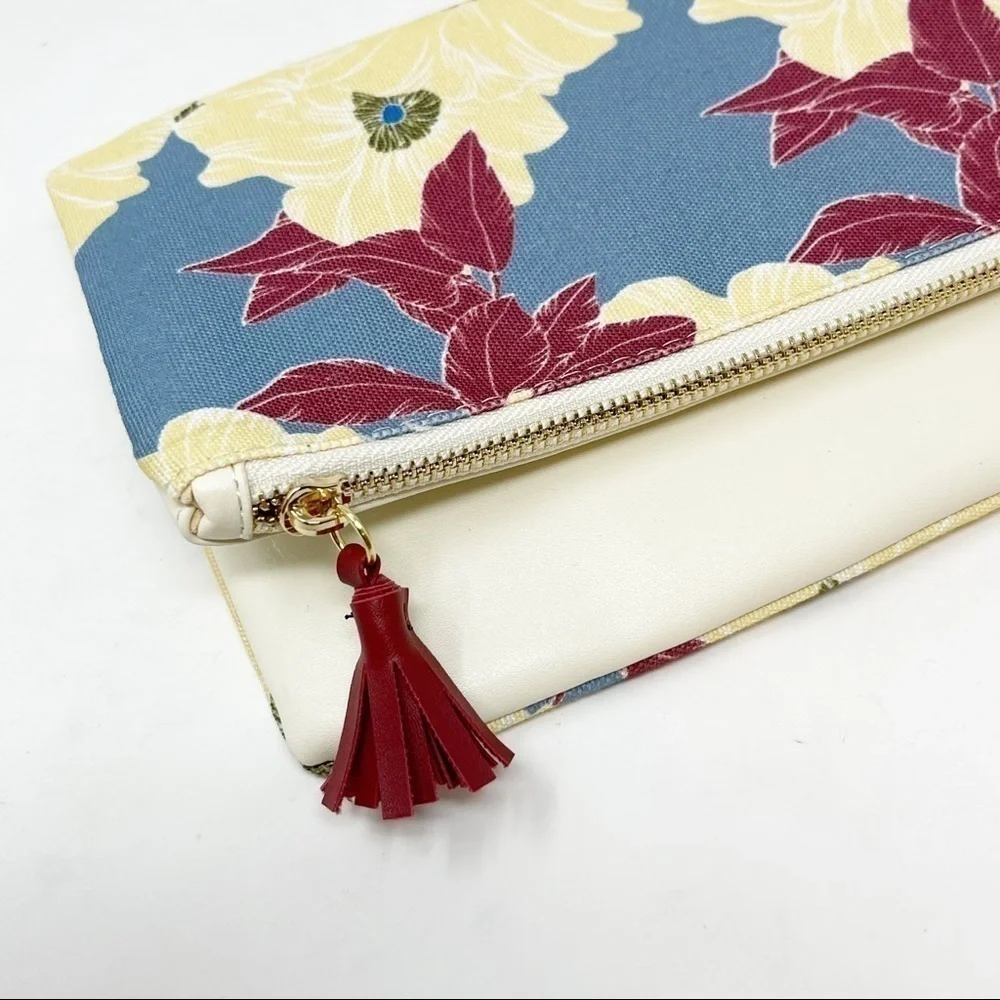 RACHEL PALLY Ivory Blue Floral Clutch Handbag